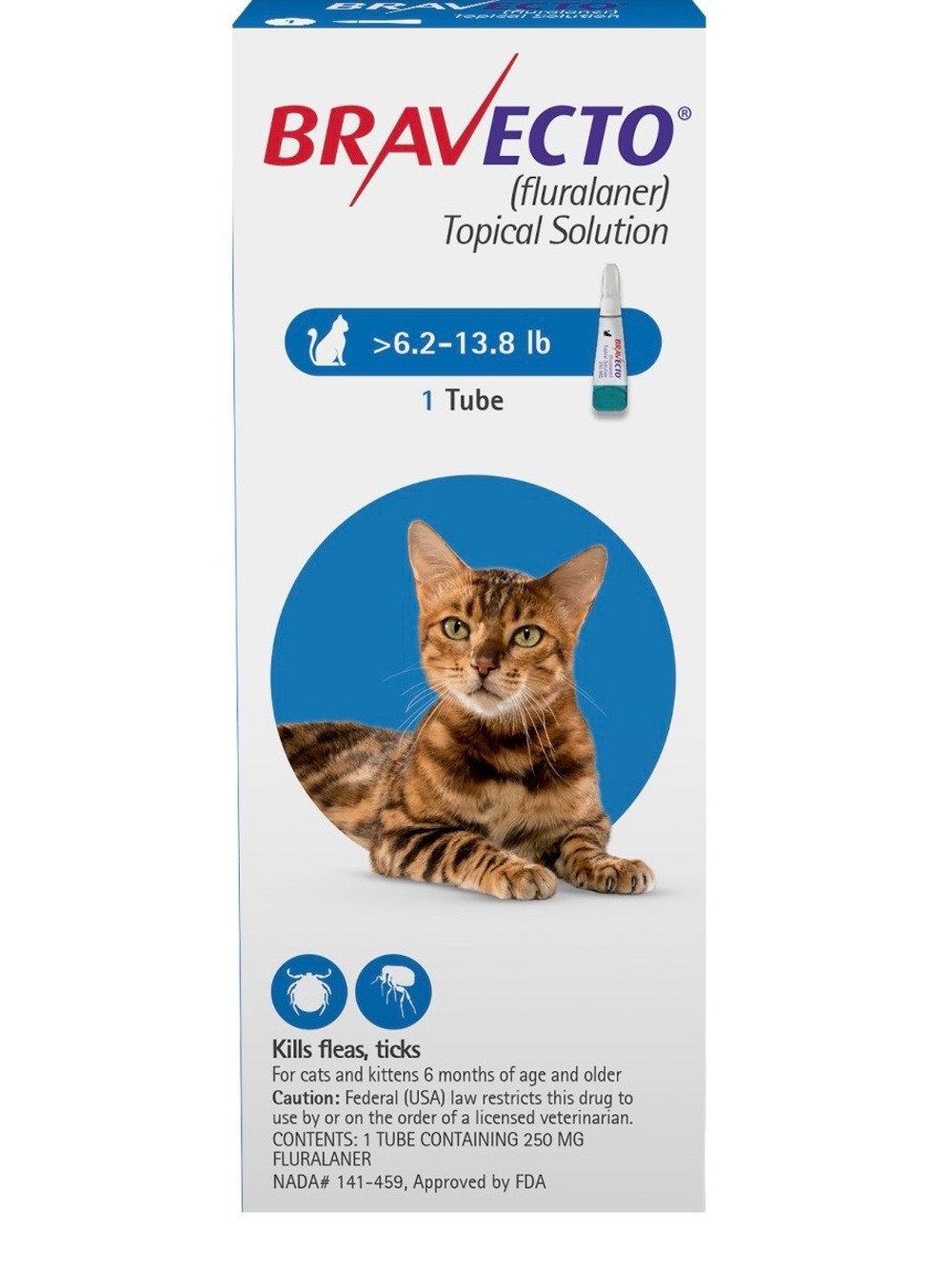 BRAVECTO Topical Solution for Cats — Green Applicator (6.2–13.8 lb)